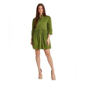 Taylor Tillman NY Cammie Ruffle Shirt Dress Army Green M $178
